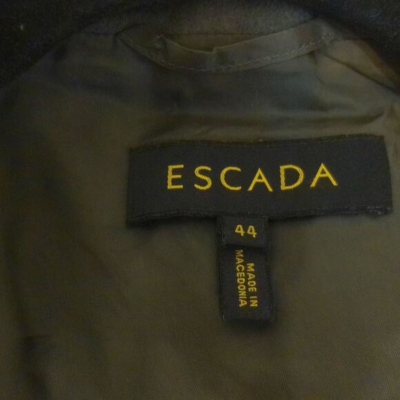 Vintage Escada Gray Green Wool Cashmere Military Safari Style Jacket Size 44 - Picture 2 of 6